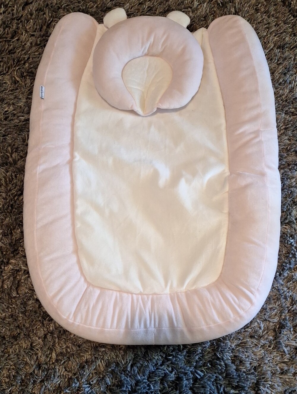 Plush Baby Nest Lounger - Pink and Cream